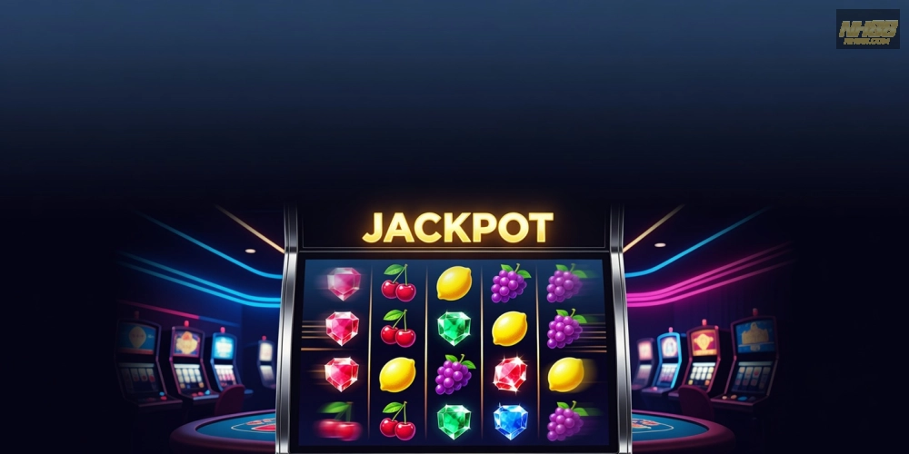 Khái niệm nổ hũ nh88 được minh họa qua hình ảnh slot machine hiện đại