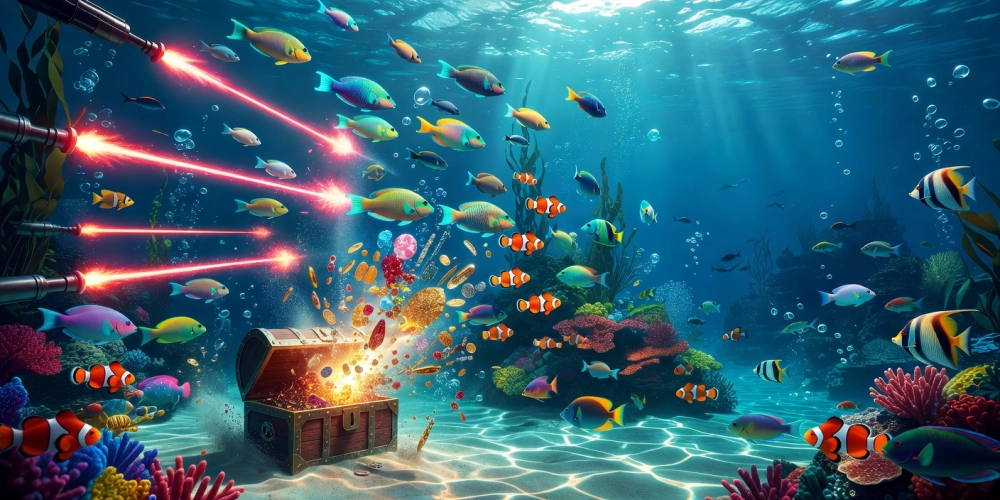 Hình ảnh gameplay Đại Dương Rực Rỡ Nh88 với cá bơi lội đầy màu sắc
